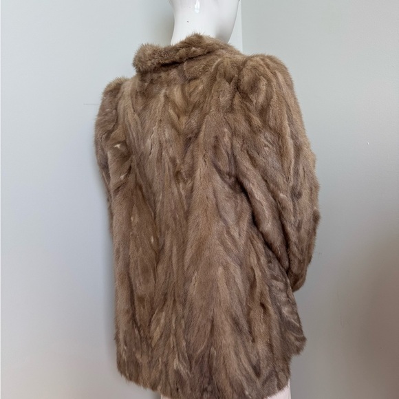 Vintage Taupe Mink Fur Coat 1960s Soft Brown Luxury Mid-Century Glamour S/M - Picture 3 of 13
